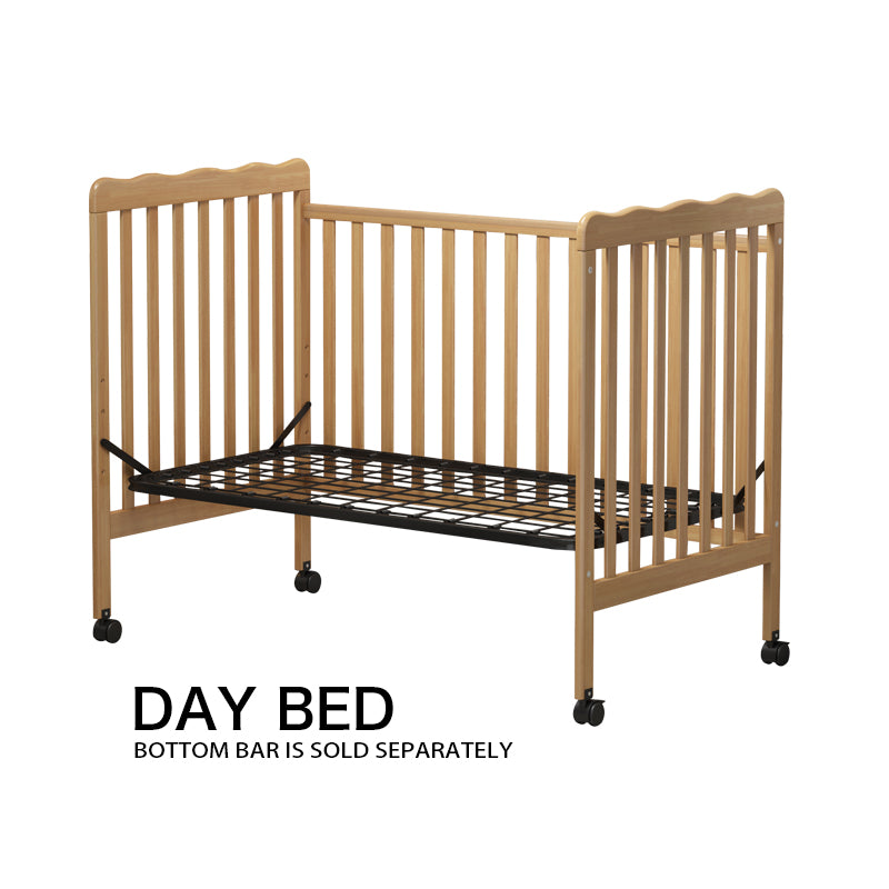 3 In 1 Convertible Crib In Natural, Made Of Sustainable Pinewood, Non Toxic Finish, Comes With Locking Wheels, Wooden Nursery Furniture Natural Wood