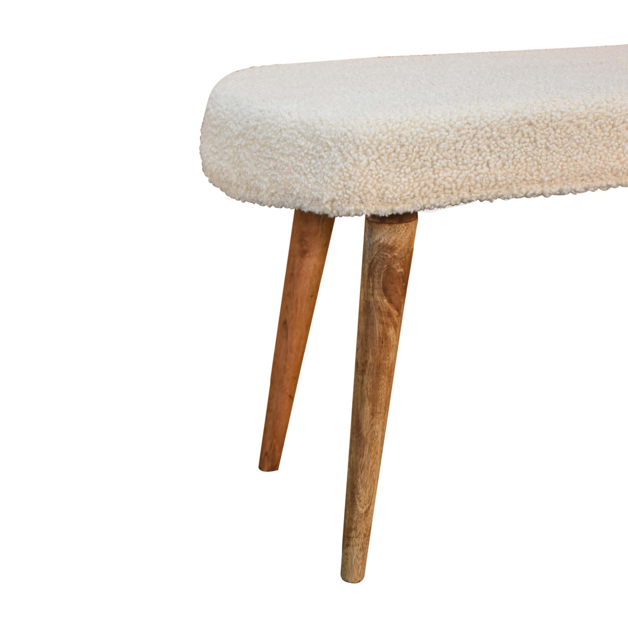 Cream Boucle Nordic Bench Oak Foam Wood Fabric