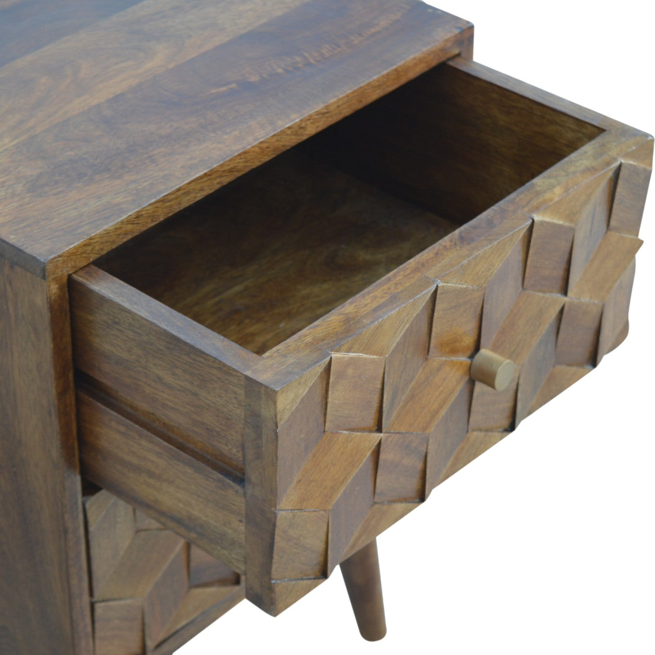 Chestnut Cube Carved Bedside Chestnut Solid Wood