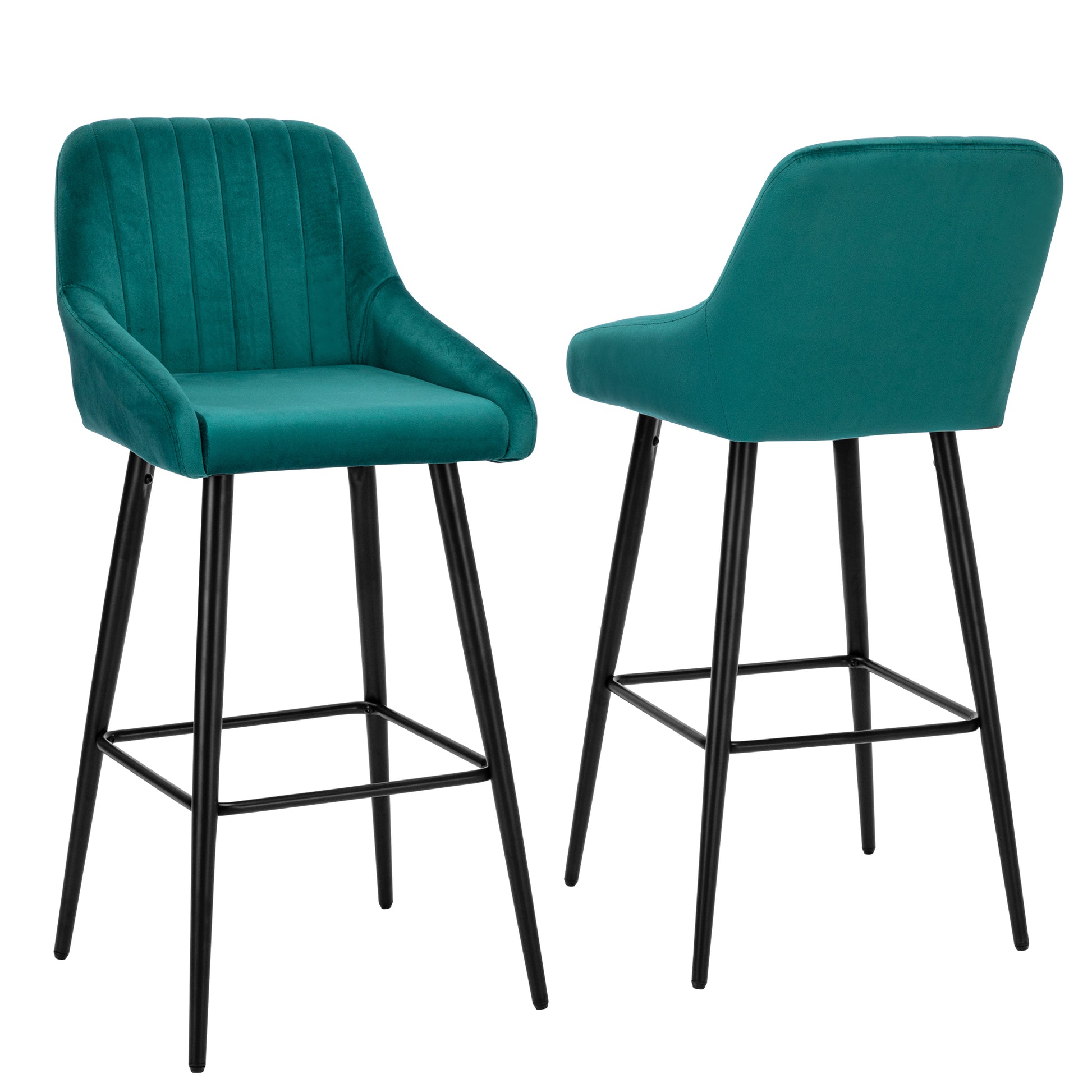 Elegant Lifestyle Modern Bar Stools,Velvet Upholstered Barstools With Back,Set Of 2 Bar Chairs For Kitchen Living Room Metal Green Dining Room Powder Coated Sponge Wipe Clean Rectangular Modern Bar Stools Set Of 2 Fabric Metal