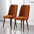 Katie Mid Century Modern Velvet Dining Chair Set Of 2 Orange Velvet