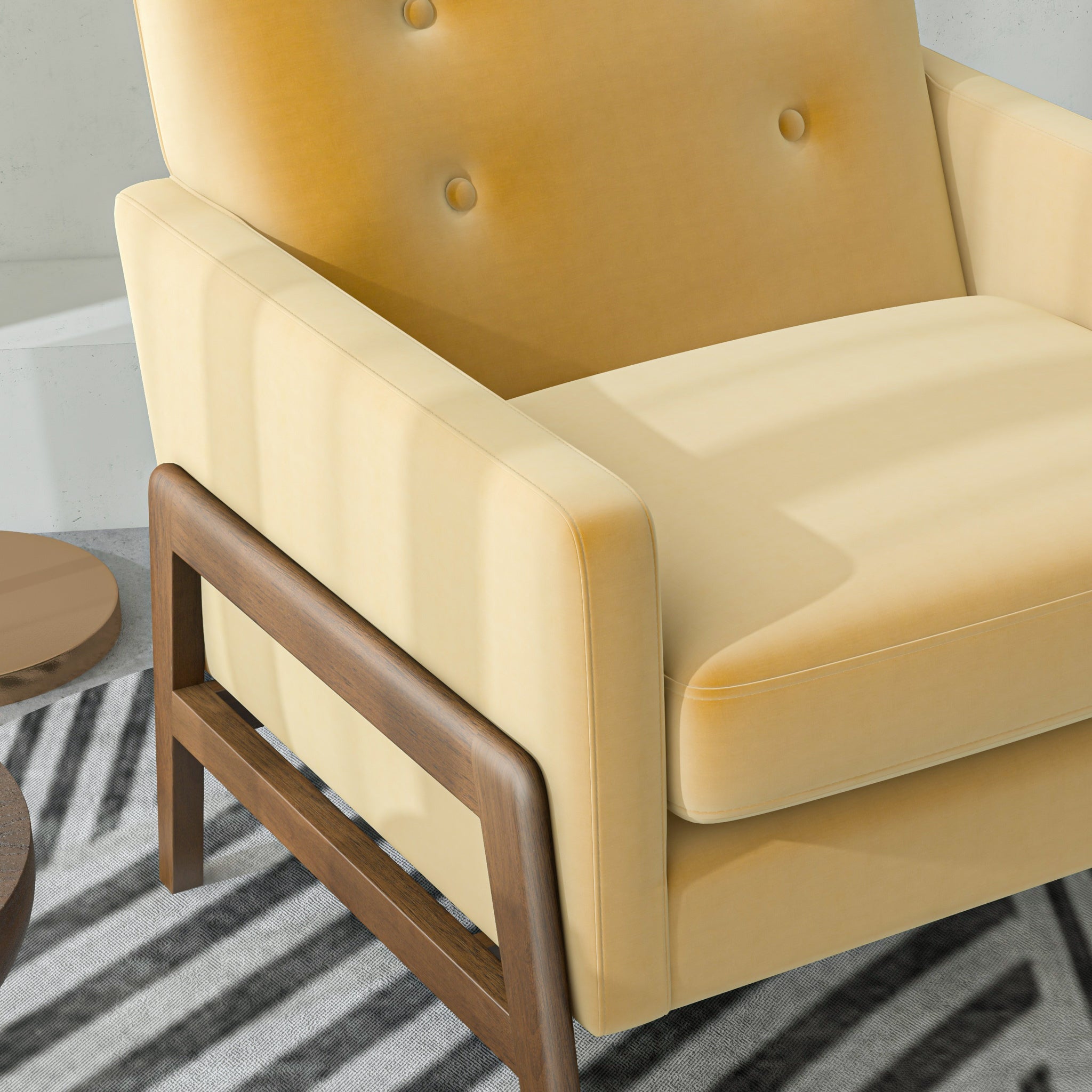 Cole Solid Wood Lounge Chair yellow-fabric