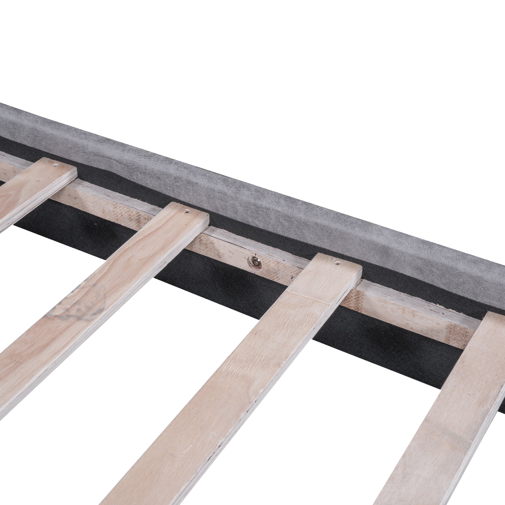 Queen Size Upholstered Platform Bed With Two Large Headrests And Thick Fabric, Polyester, Gray Gray Polyester