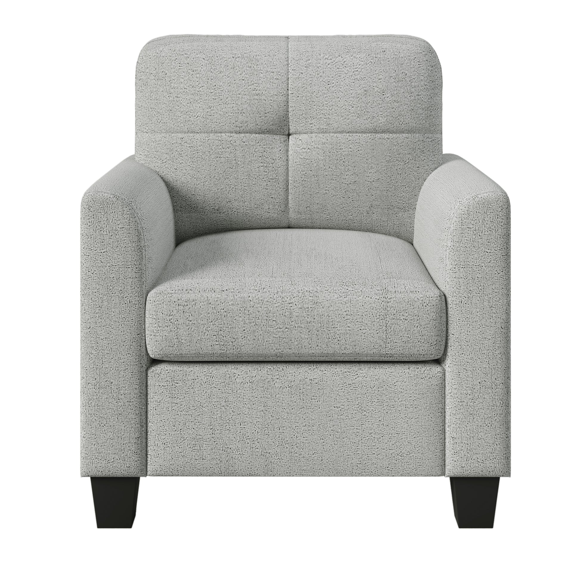 Mid Century Modern Accent Chair Cozy Armchair Button Tufted Back And Wood Legs For Living Room, Office Room, Gray Gray Primary Living Space Polyester