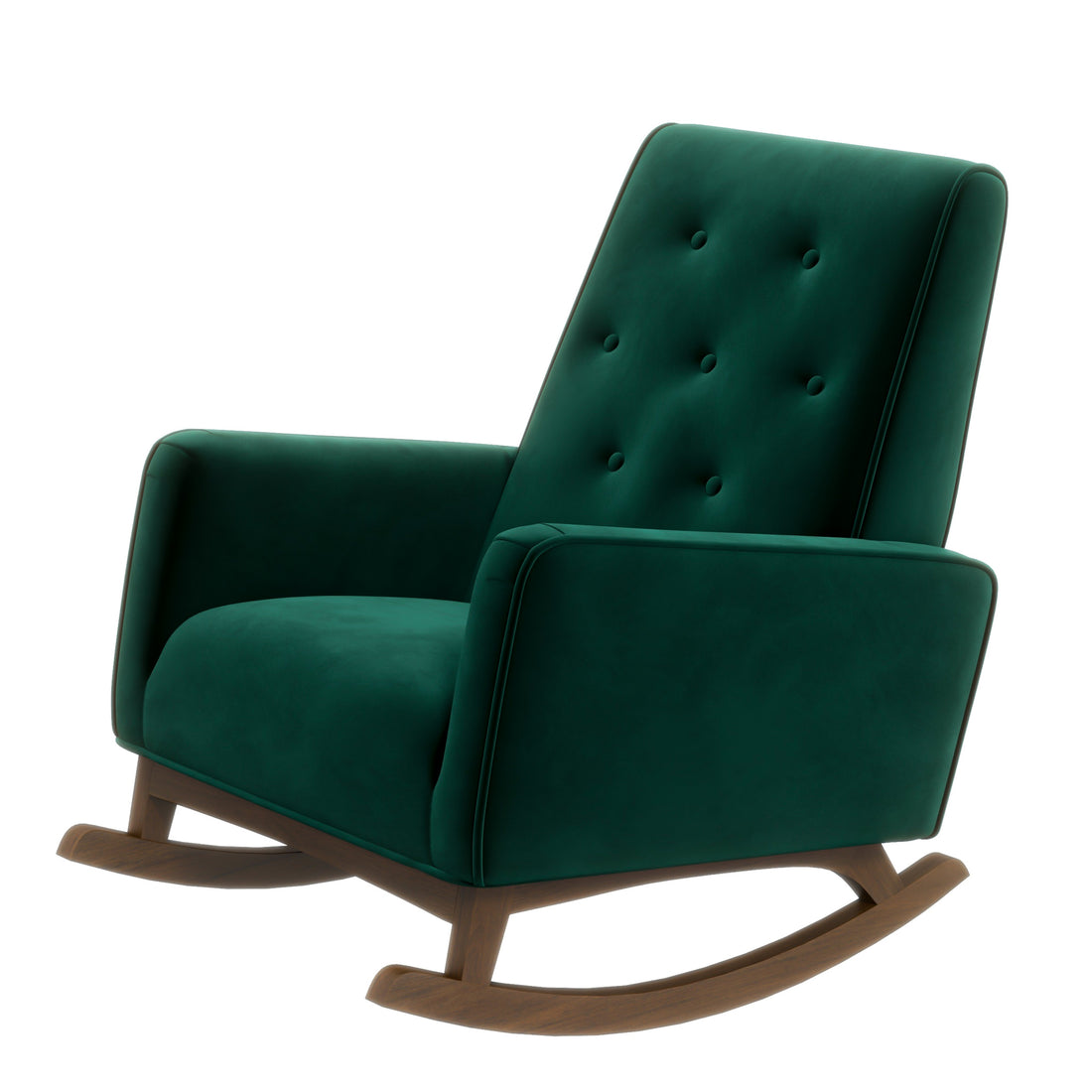 Demetrius Solid Wood Rocking Chair Green Velvet