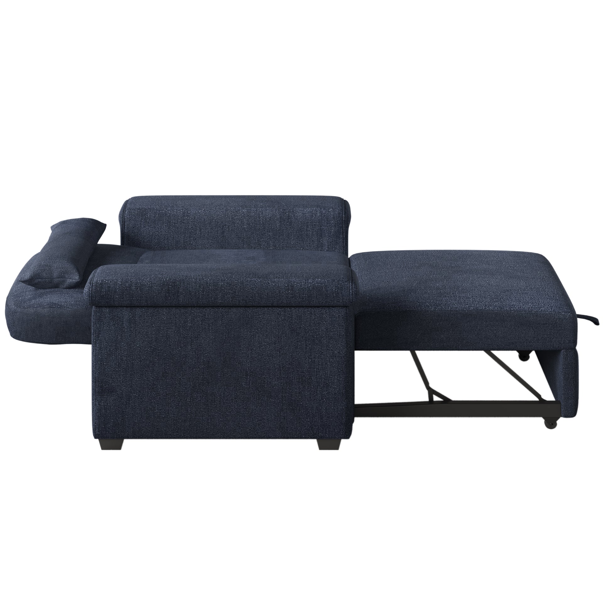 3 In 1 Convertible Sleeper Chair Sofa Bed Pull Out Couch Adjustable Chair With Pillow, Adjust Backrest Into A Sofa, Lounger Chair, Single Bed Or Living Room Or Apartment, Dark Blue Dark Blue Polyester
