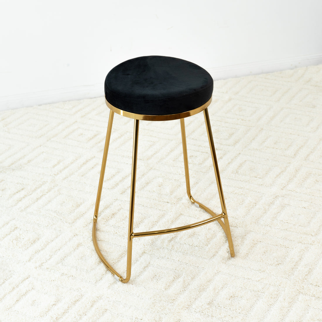 Jane 26" Mid Century Modern Luxury Upholstered Stool Black Velvet