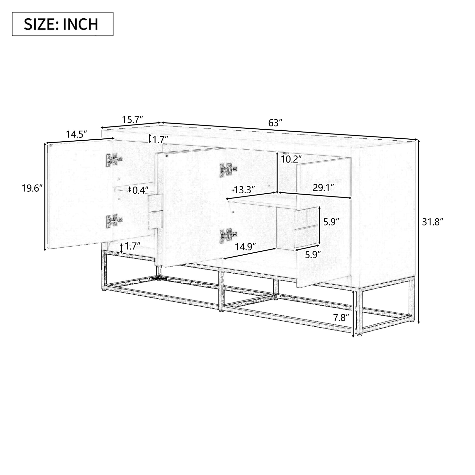 Light Luxury Designed Cabinet With Unique Support Legs And Adjustable Shelves, Suitable For Living Rooms, Corridors, And Study Rooms. Black Mdf