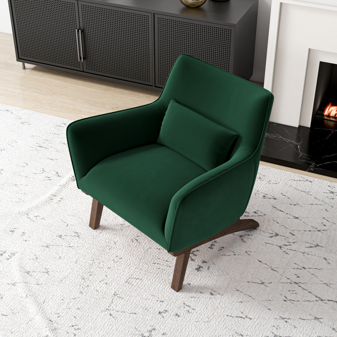 Brayden Mid Century Moder Armchair Green Velvet