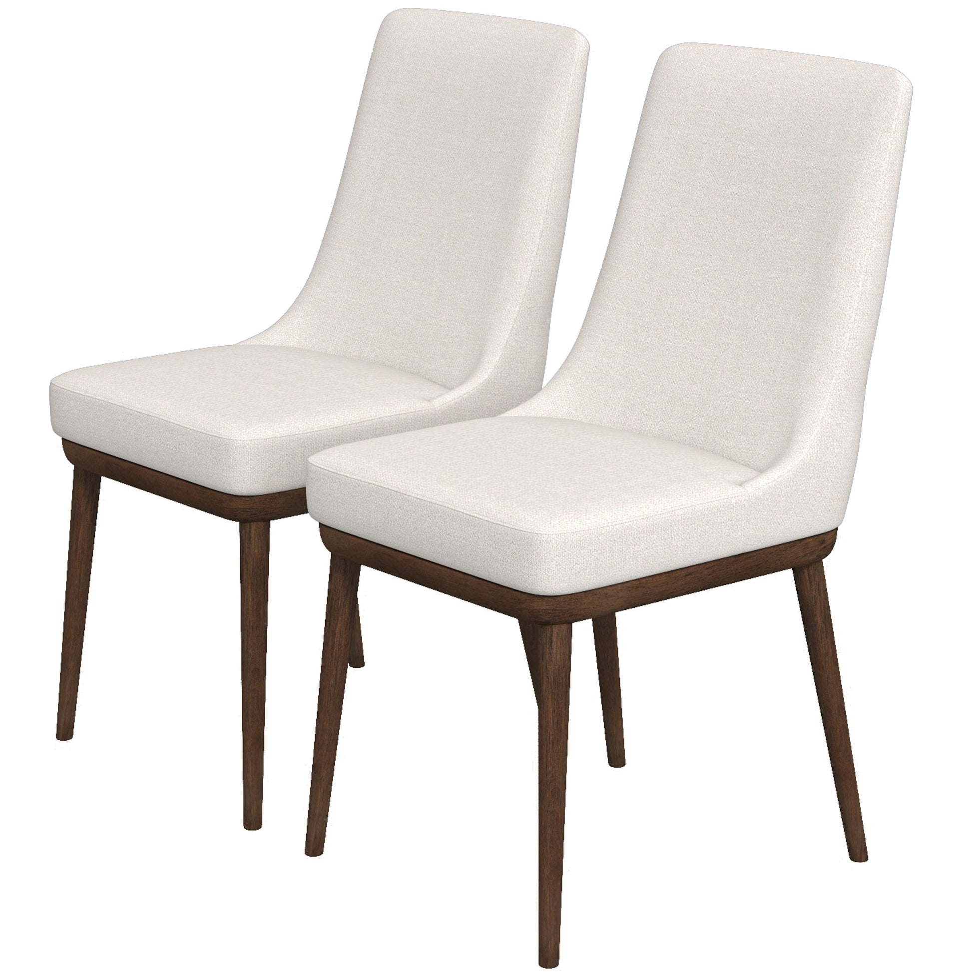 Kate Mid Century Modern Dining Chair Set Of 2 White Fabric