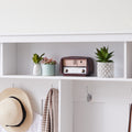 Hall Tree Entryway Bench With Coat Rack, With Shoe Cubbies For Bedroom, White, 59.8'' W X 15.8'' D X 76.8''H. White Particle Board
