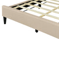 Full Size Upholstered Platform Bed With Storage Headboard, Sensor Light And A Set Of Sockets And Usb Ports, Linen Fabric, Beige Beige Linen