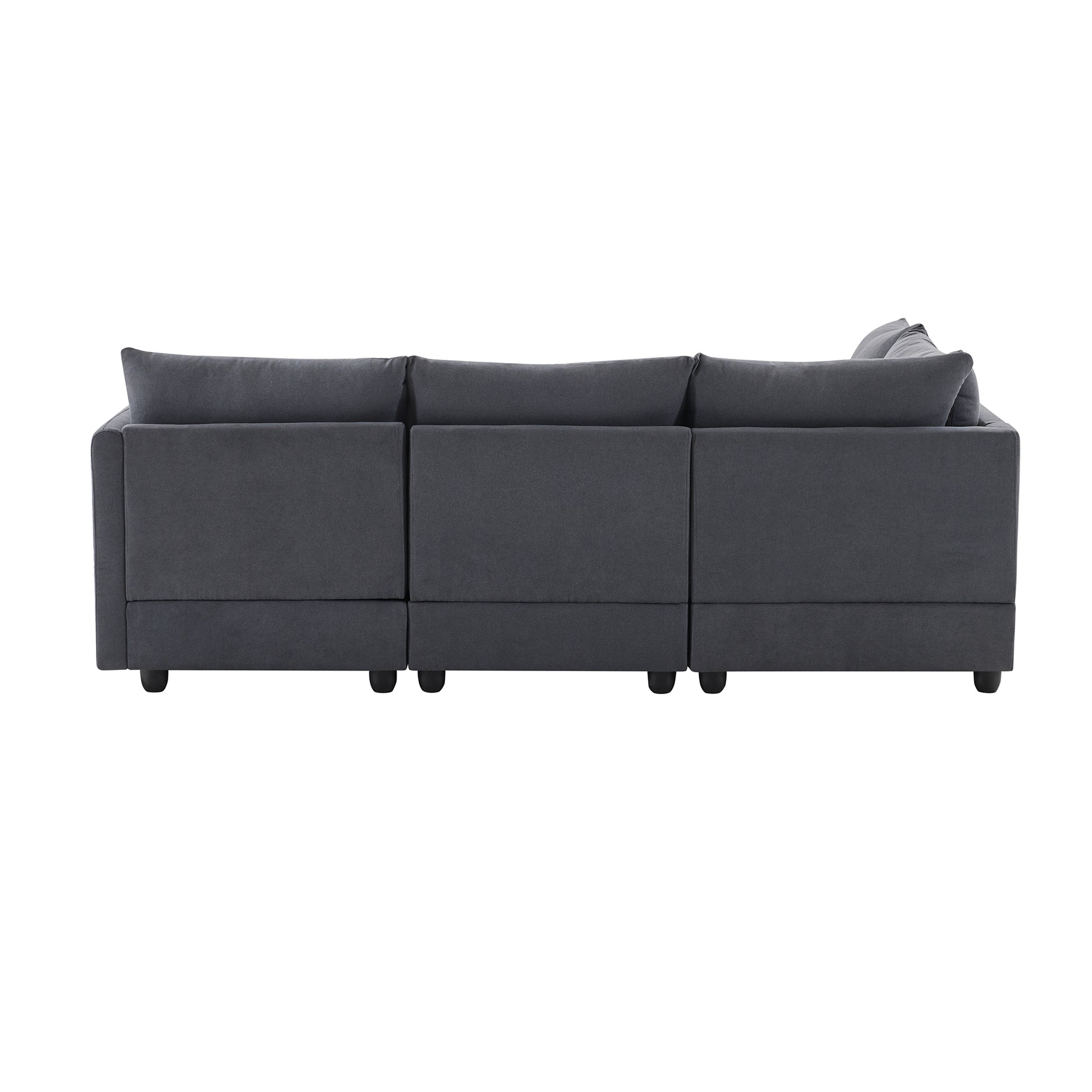 89*79"Modern Sectional Sofa With Vertical Stripes,2 Pillows,5 Seat Couch With Convertible Ottoman,Various Combinations,L Shape Indoor Furniture For Living Room,Apartment, 3 Colors Dark Gray Fabric 5 Seat