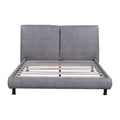 Queen Size Upholstered Platform Bed With Two Large Headrests And Thick Fabric, Polyester, Gray Gray Polyester