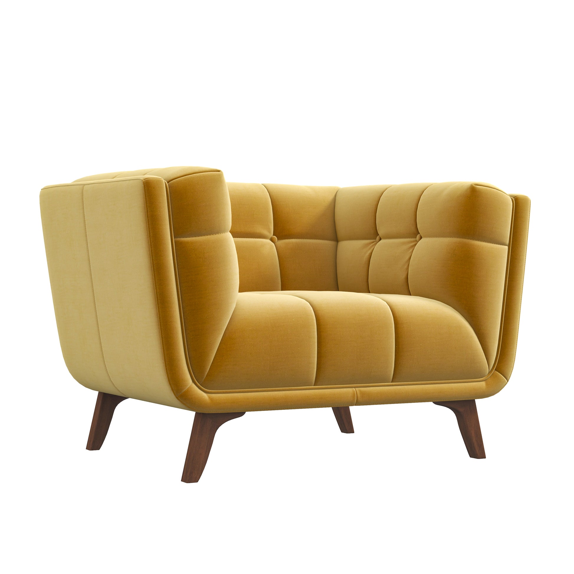 Addison Mid Century Modern Lounge Chair Yellow Velvet