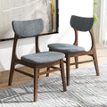 Eula Mid Century Modern Dark Grey Dining Chair Set Of 2 Grey Fabric