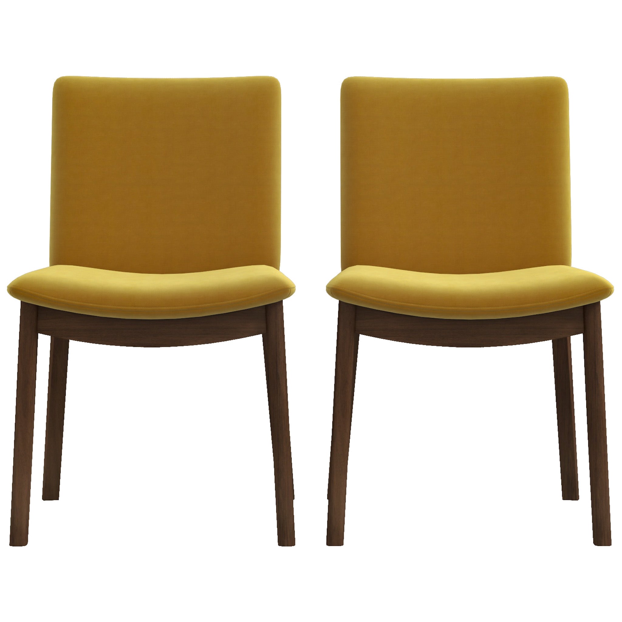 Laura Mid Century Modern Solid Wood Dining Chair Set Of 2 Yellow Solid Wood