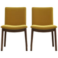 Laura Mid Century Modern Solid Wood Dining Chair Set Of 2 Yellow Solid Wood