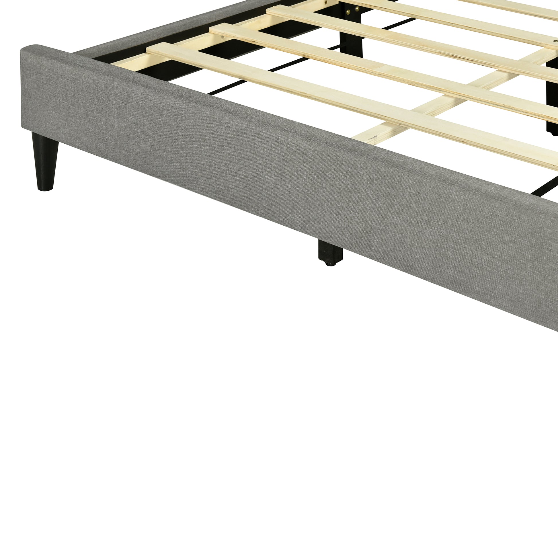 Full Size Upholstered Platform Bed With Storage Headboard, Sensor Light And A Set Of Sockets And Usb Ports, Linen Fabric, Gray Gray Linen