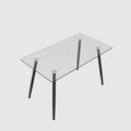 Modern Minimalist Rectangular Glass Dining Table For 4 6 With 0.31