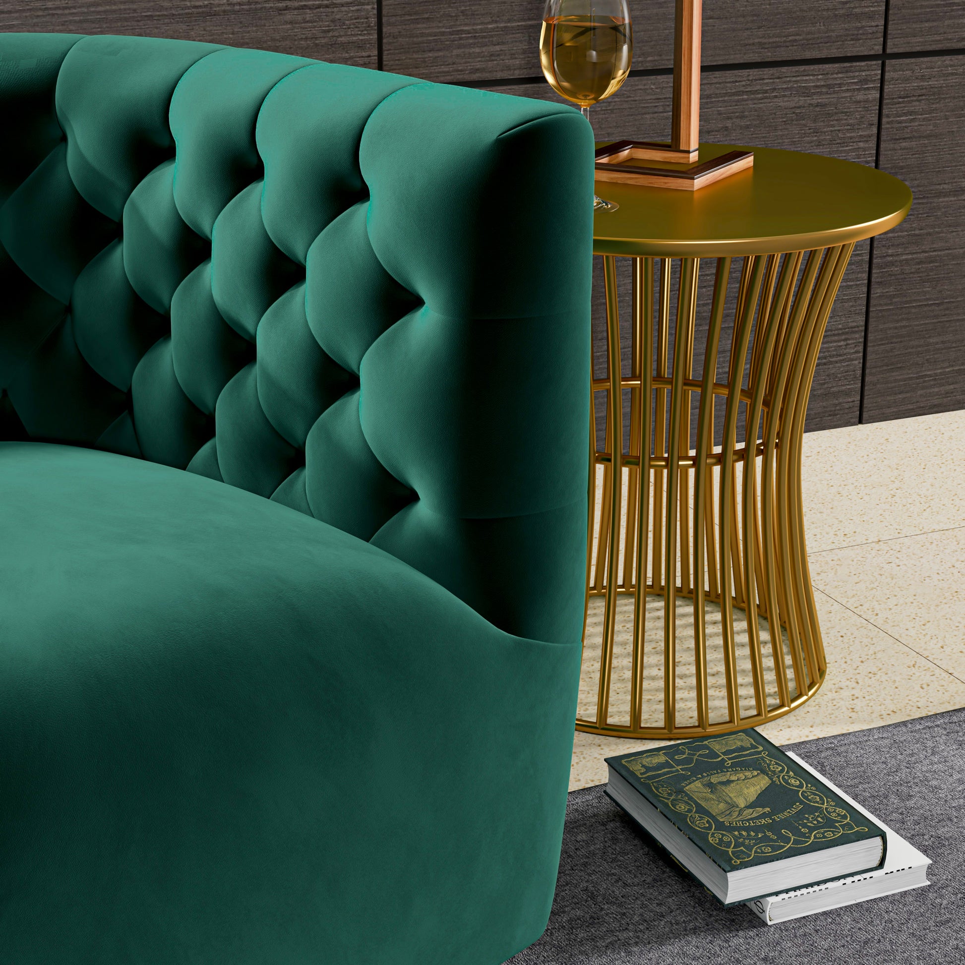 Delaney Swivel Chair Green Velvet
