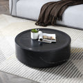 31.49'' Round Coffee Table,Sturdy Fiberglass Table For Living Room, No Need Assembly,Black Black Fiberglass