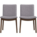 Laura Mid Century Modern Solid Wood Dining Chair Set Of 2 Grey Linen