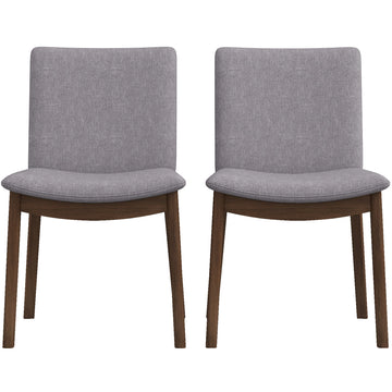 Laura Mid Century Modern Solid Wood Dining Chair Set Of 2 Grey Linen