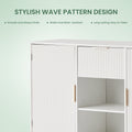 Storage Cabinet Wave Pattern 2 Door With Drawers Buffets & Sideboards For Living Room, Dining Room, Bedroomhall, White, 47.2''W X 15.8''D X 33.5''H. White Particle Board