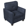 Mid Century Modern Accent Chair Cozy Armchair Button Tufted Back And Wood Legs For Living Room, Office Room, Dark Blue Dark Blue Primary Living Space Polyester