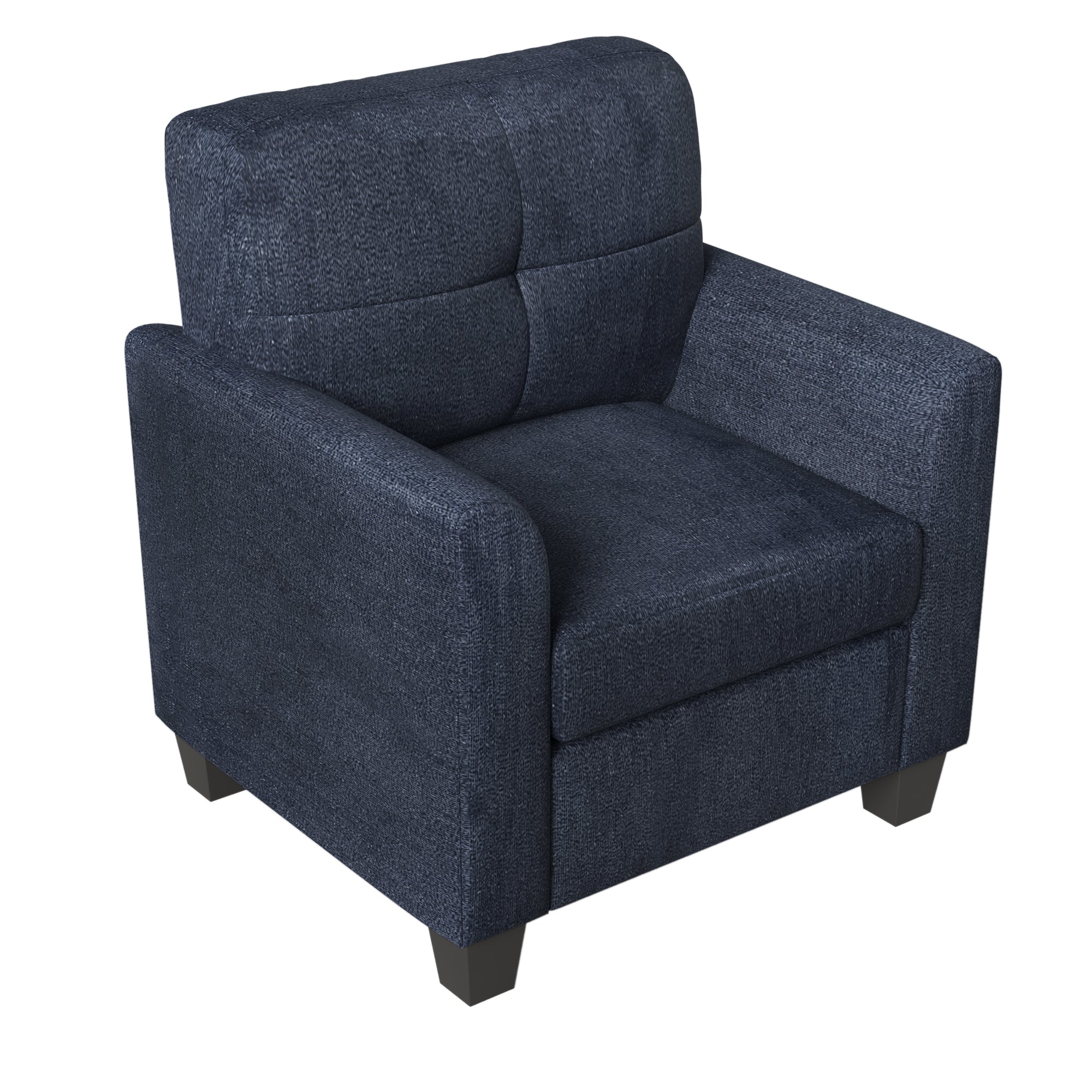 Mid Century Modern Accent Chair Cozy Armchair Button dark blue-primary living space-polyester
