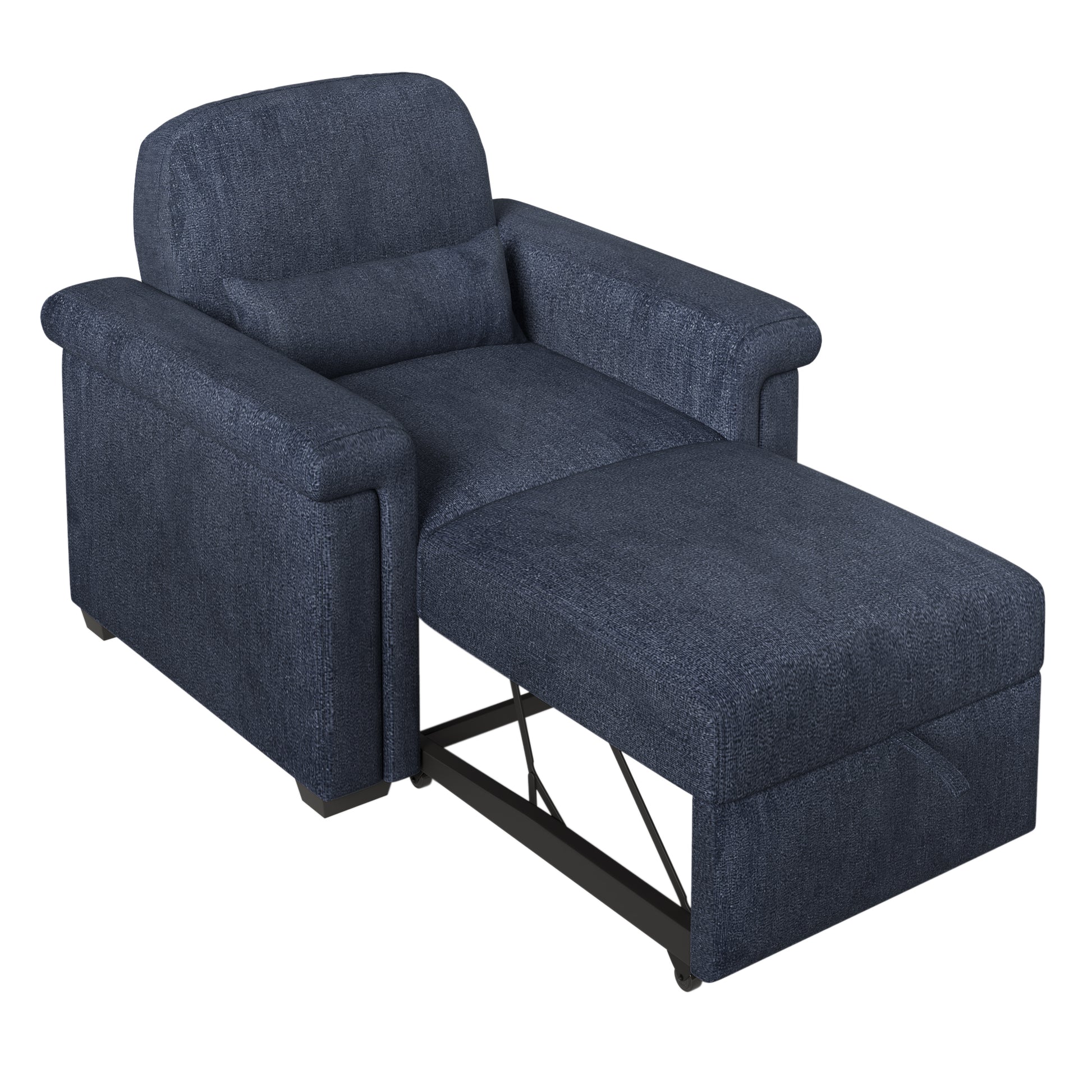 3 In 1 Convertible Sleeper Chair Sofa Bed Pull Out Couch Adjustable Chair With Pillow, Adjust Backrest Into A Sofa, Lounger Chair, Single Bed Or Living Room Or Apartment, Dark Blue Dark Blue Polyester