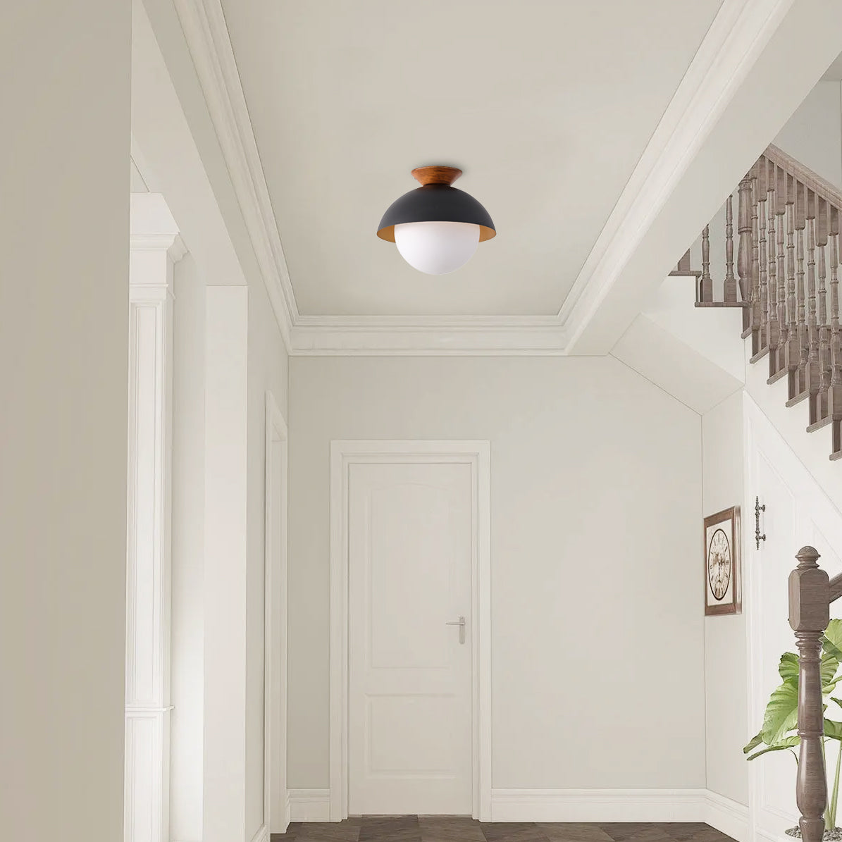 Ceiling Lights, Industrial Style, Modern, Gold Interior, Black Finish,