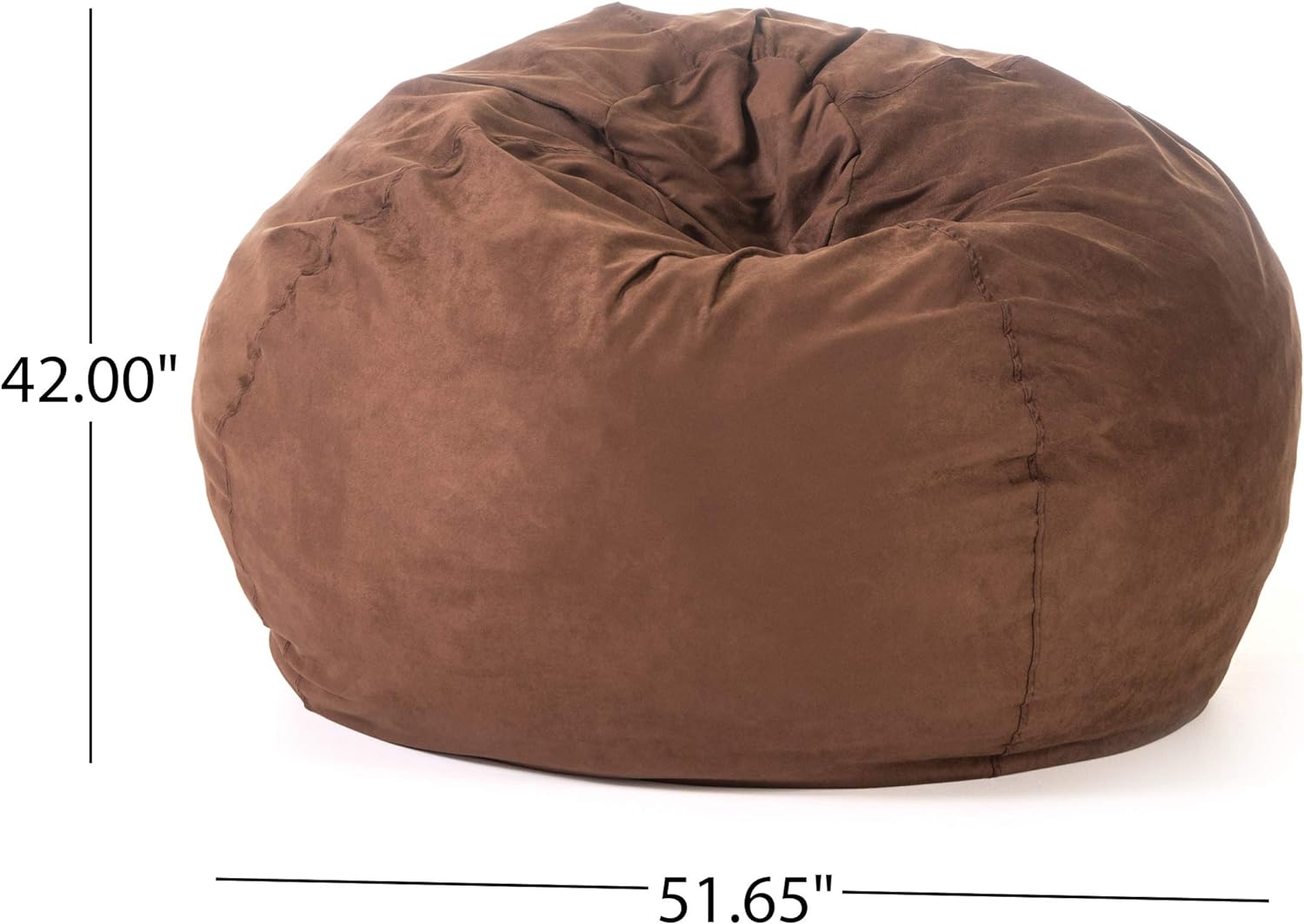 5 Foot Comfortable High Density Shredded Foam Bean Bag Chair For Kids And Adults, With Removable Microsuede Cover, Ideal Reading And Bedroom Floor Lounge, French Roast Brown Microfiber