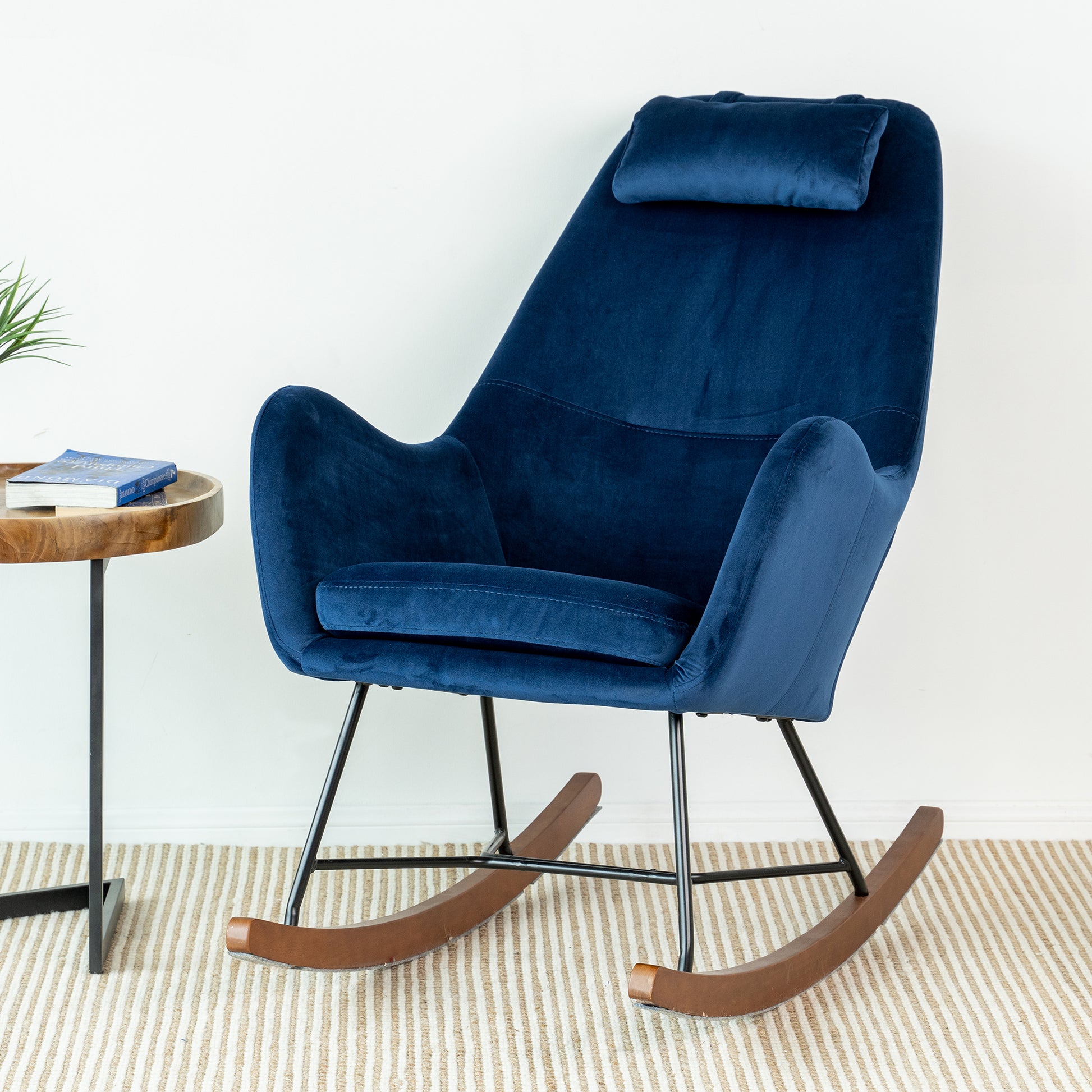 Chelsea Velvet Rocking Chair Blue Velvet