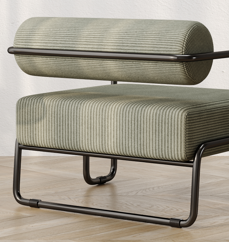 Living Room Iron Sofa Chair, Lazy Individual Chair, Balcony Leisure Chair Color: Brown Light Brown Corduroy