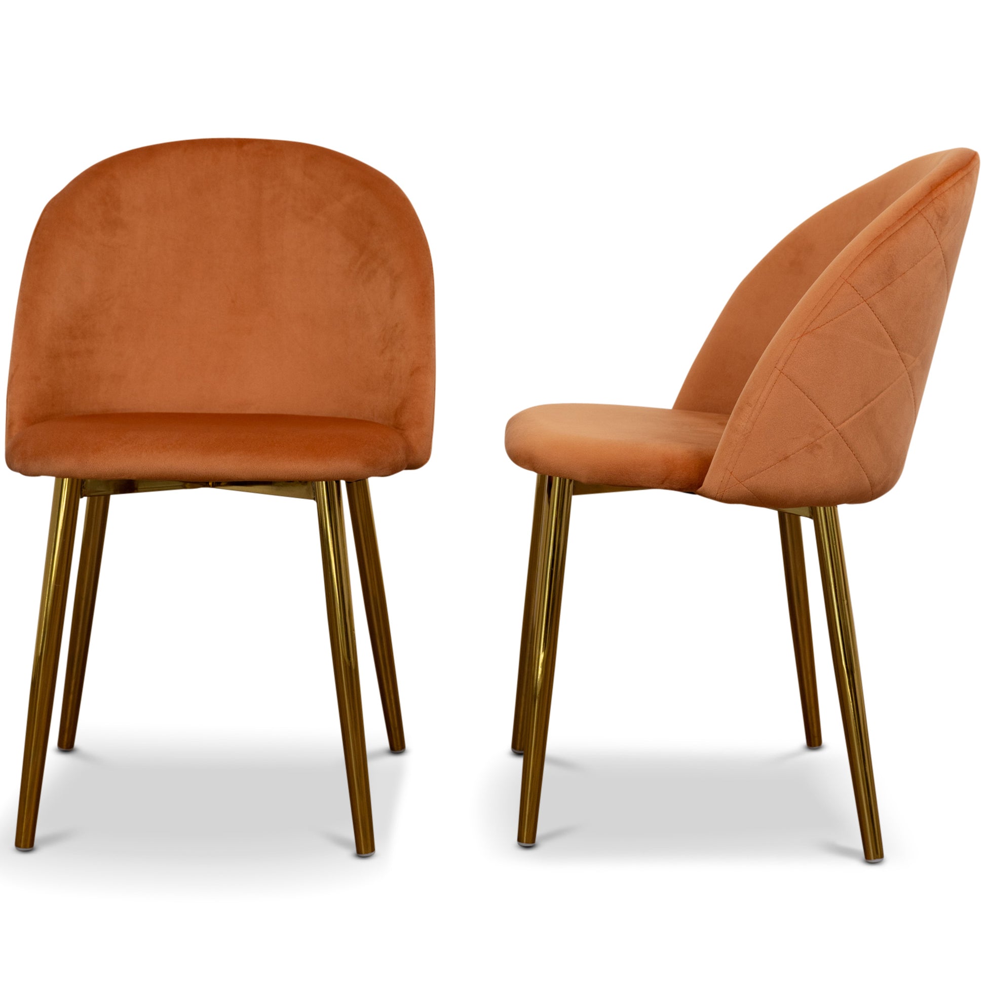 Marion Mid Century Modern Dining Chair Set Of 2 Orange Velvet