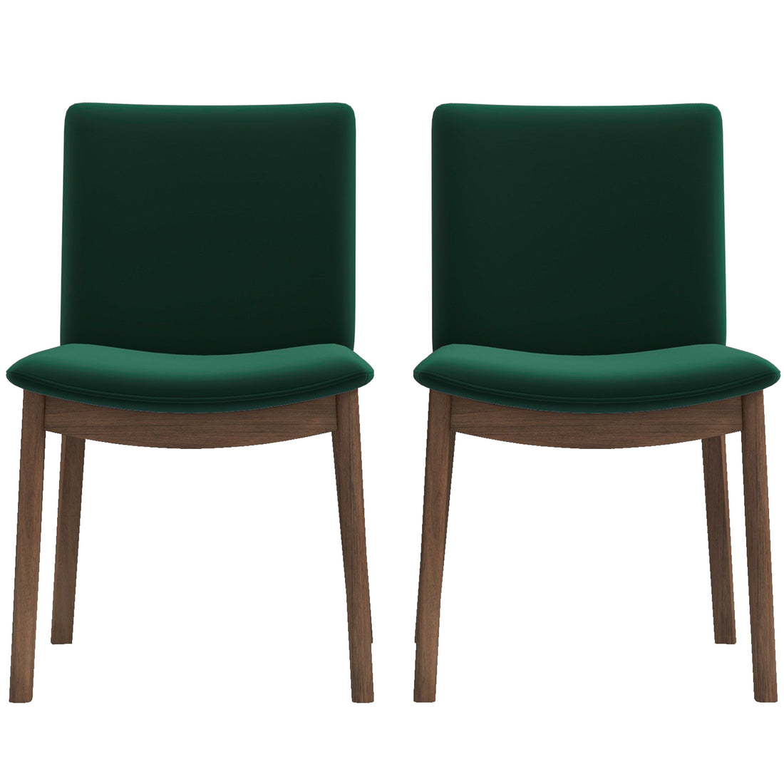 Laura Mid Century Modern Solid Wood Dining Chair Set Of 2 Green Velvet