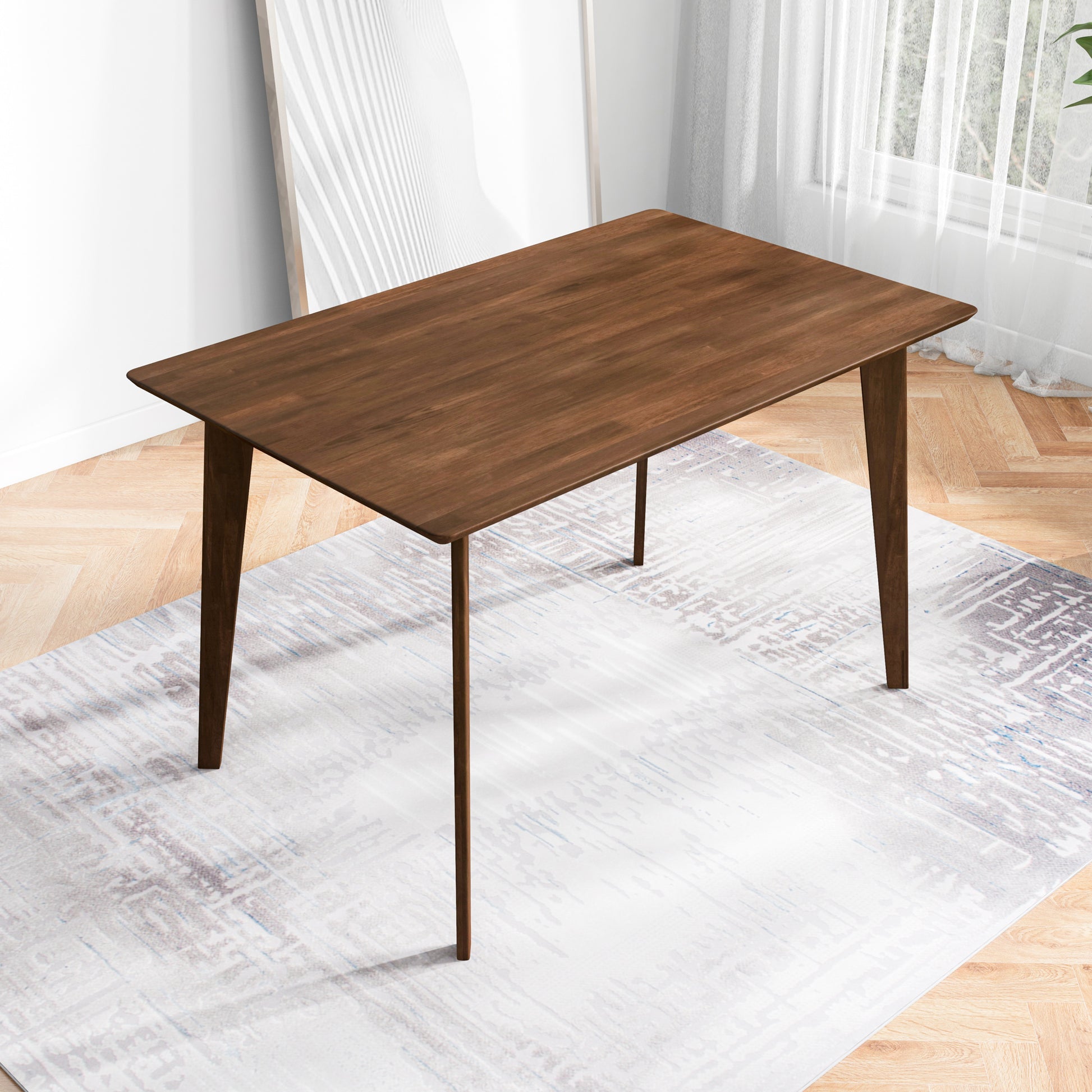 Carlos Solid Wood Dining Table Brown Solid Wood