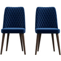 Katie Mid Century Modern Velvet Dining Chair Set Of 2 Blue Velvet