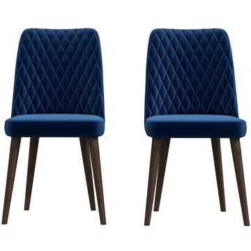 Katie Mid Century Modern Velvet Dining Chair Set Of 2 Blue Velvet