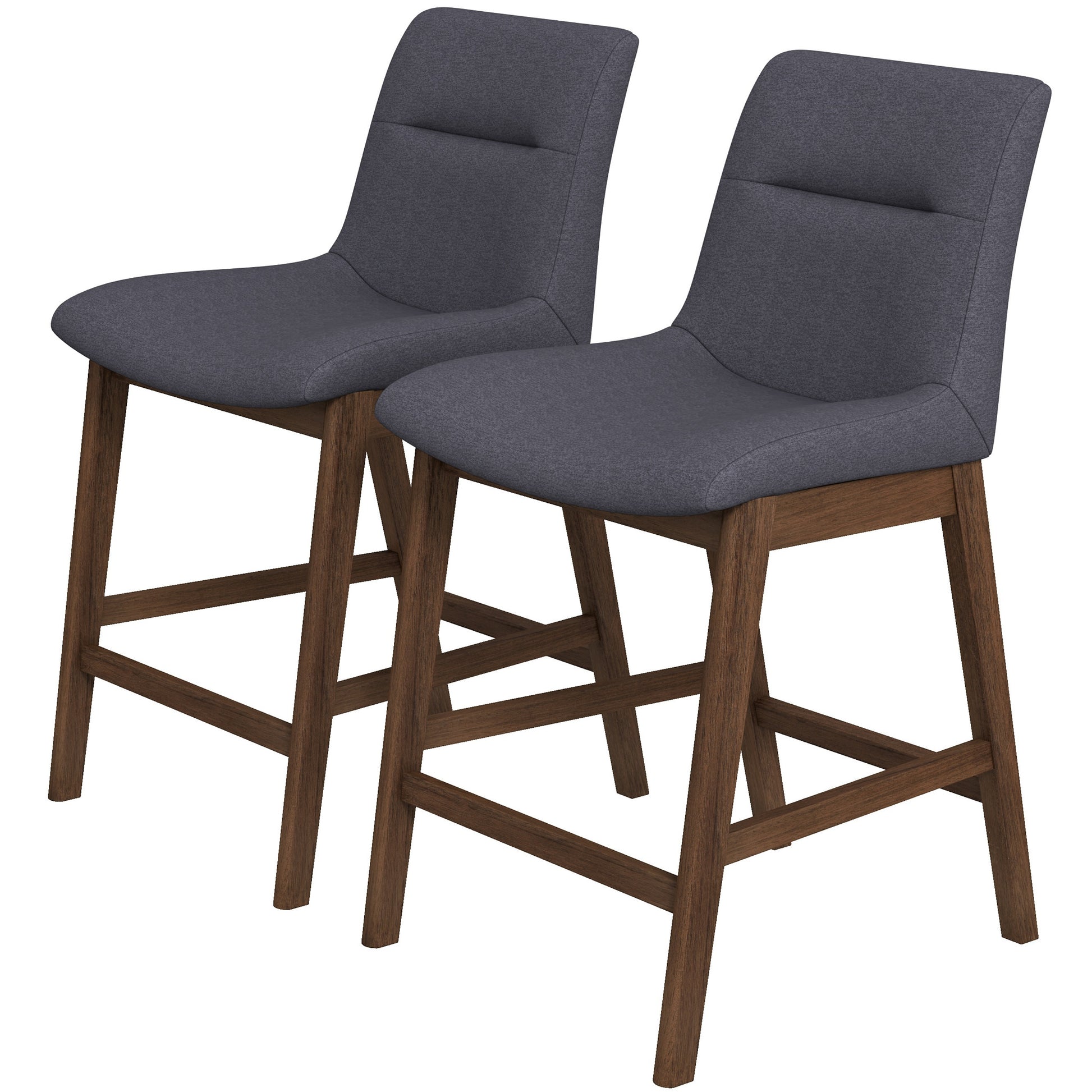 Jayden Mid Century Modern 24" Upholstered Stool Set Of 2 Grey Fabric