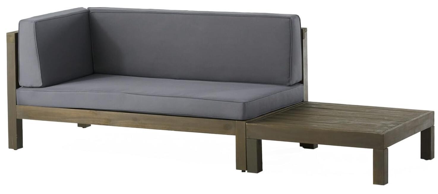 Brava X Back Corner Bench L With Coffee Table Dark Grey Acacia Wood