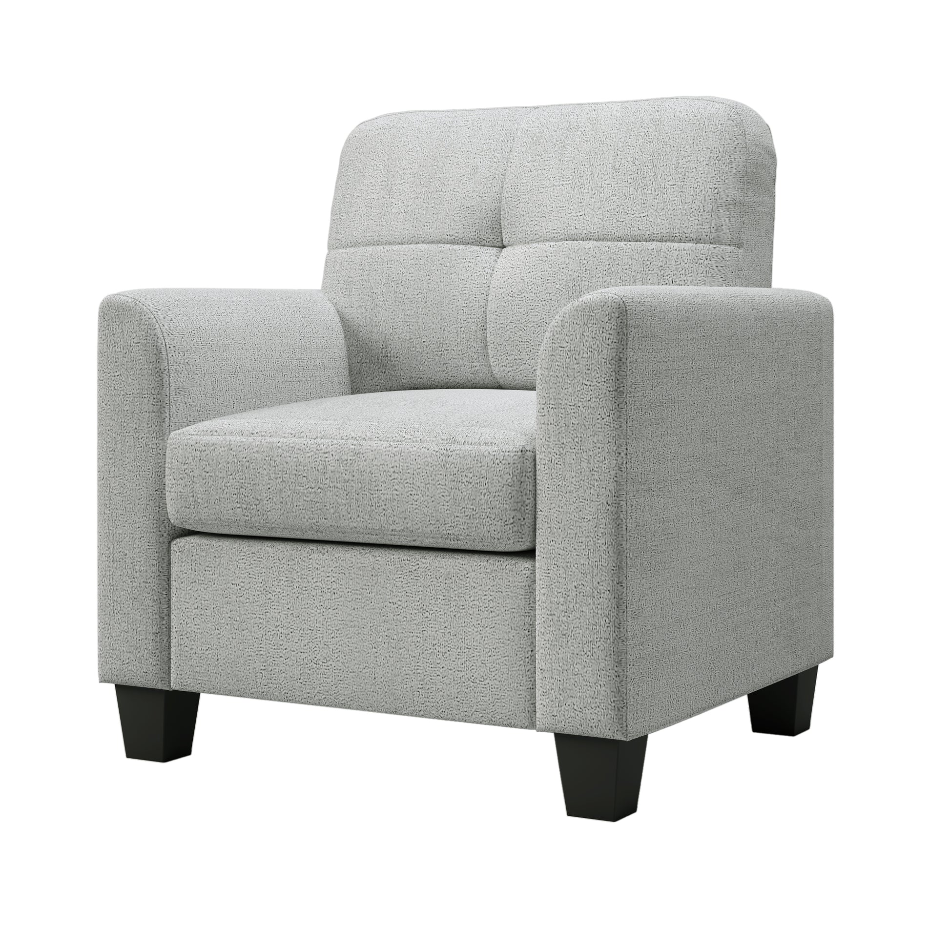 Mid Century Modern Accent Chair Cozy Armchair Button Tufted Back And Wood Legs For Living Room, Office Room, Gray Gray Primary Living Space Polyester