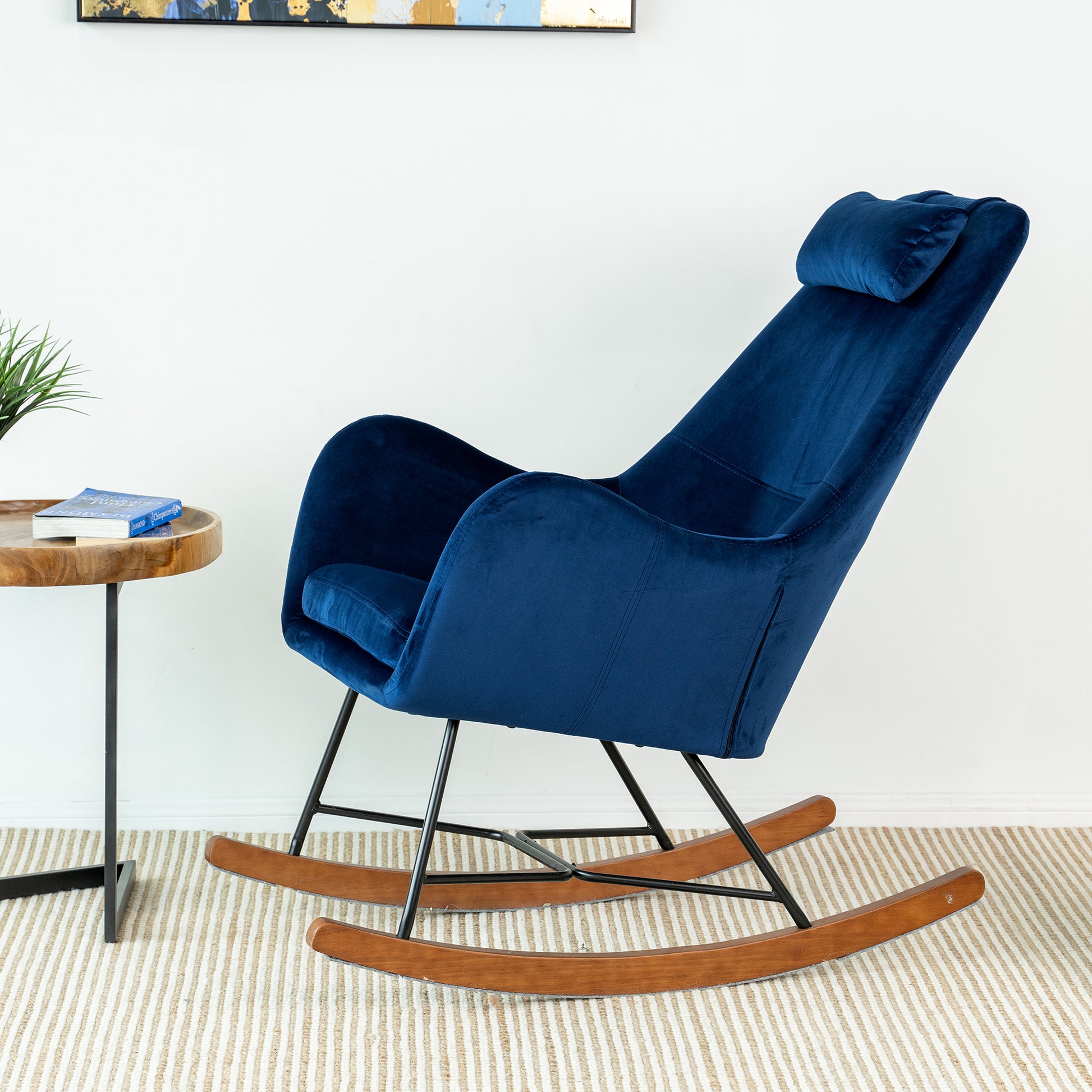 Chelsea Velvet Rocking Chair Blue Velvet