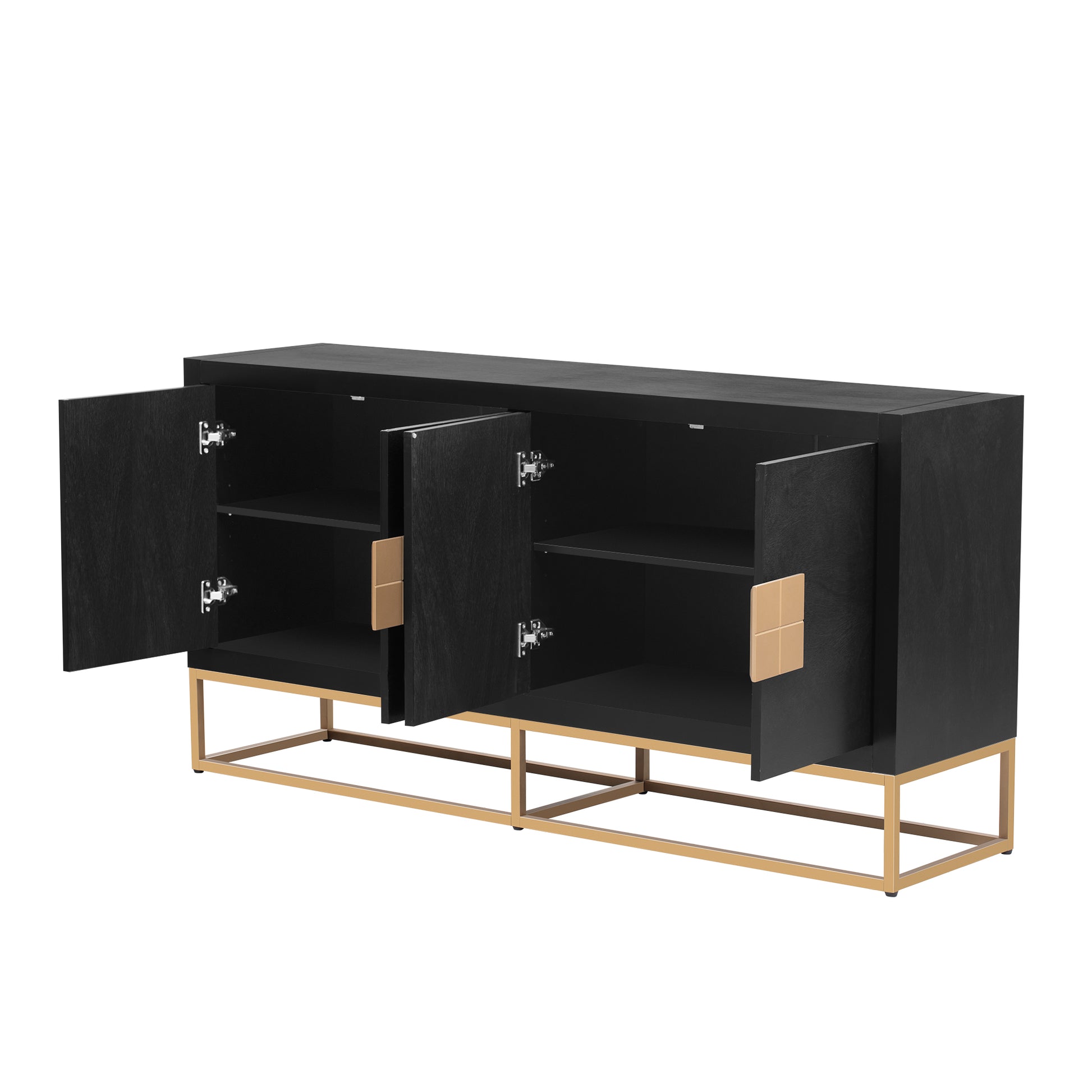 Light Luxury Designed Cabinet With Unique Support Legs And Adjustable Shelves, Suitable For Living Rooms, Corridors, And Study Rooms. Black Mdf