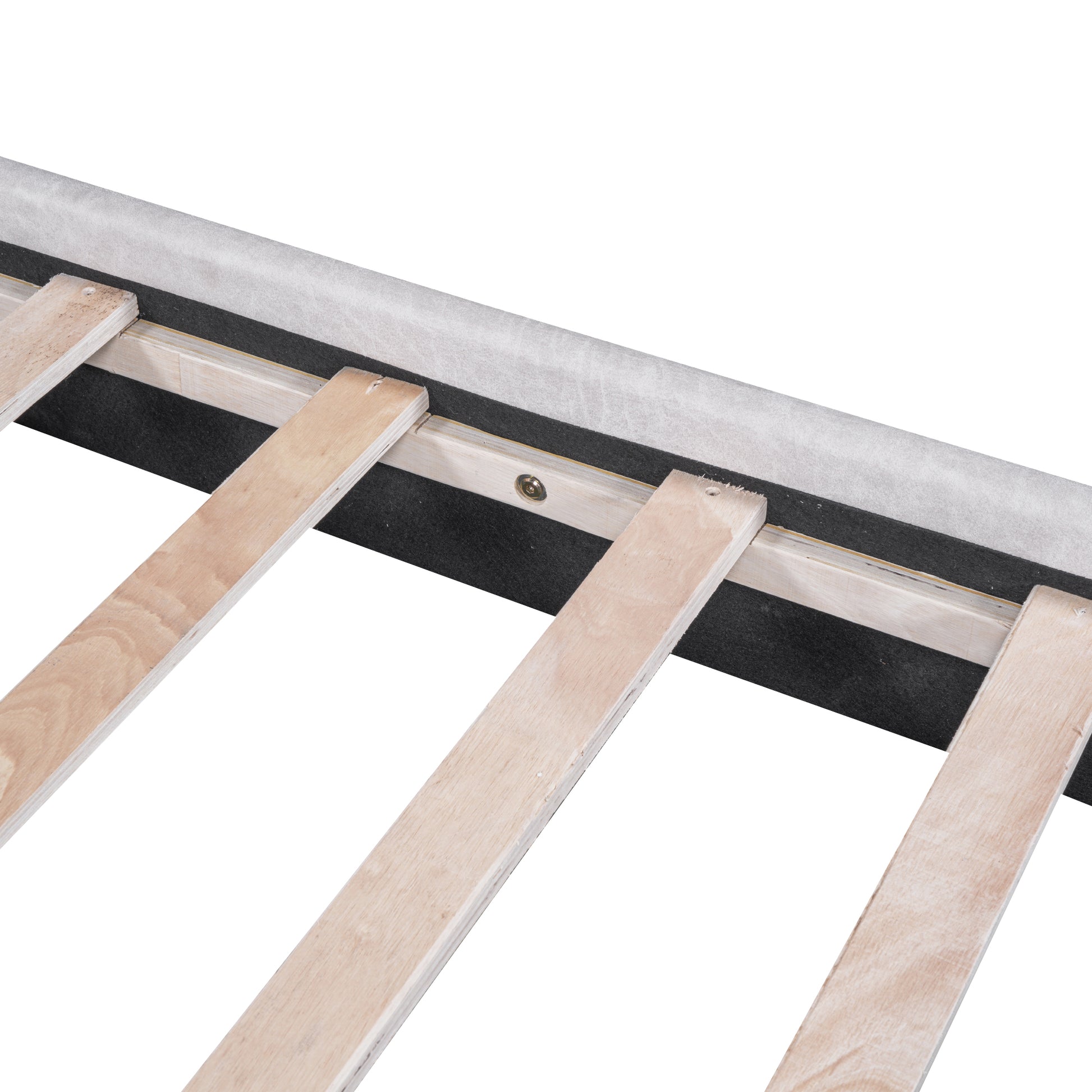 Queen Size Upholstered Platform Bed With Two Large Headrests And Thick Fabric, Polyester, Beige Beige Polyester