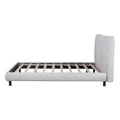 Queen Size Upholstered Platform Bed With Two Large Headrests And Thick Fabric, Polyester, Beige Beige Polyester