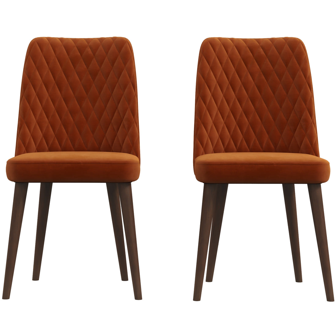 Katie Mid Century Modern Velvet Dining Chair Set Of 2 Orange Velvet