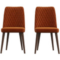 Katie Mid Century Modern Velvet Dining Chair Set Of 2 Orange Velvet